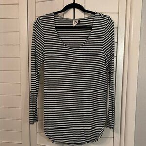 Anthropologie Navy and White Striped Long Sleeve Top